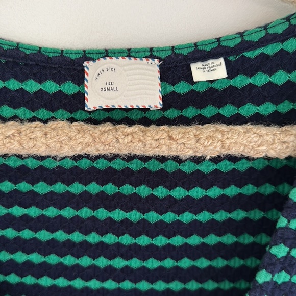 Anthropologie Postmark 9-H15 STCL Sweetheart Peplum Top Navy Stripe Size XS $78 - Picture 2 of 5